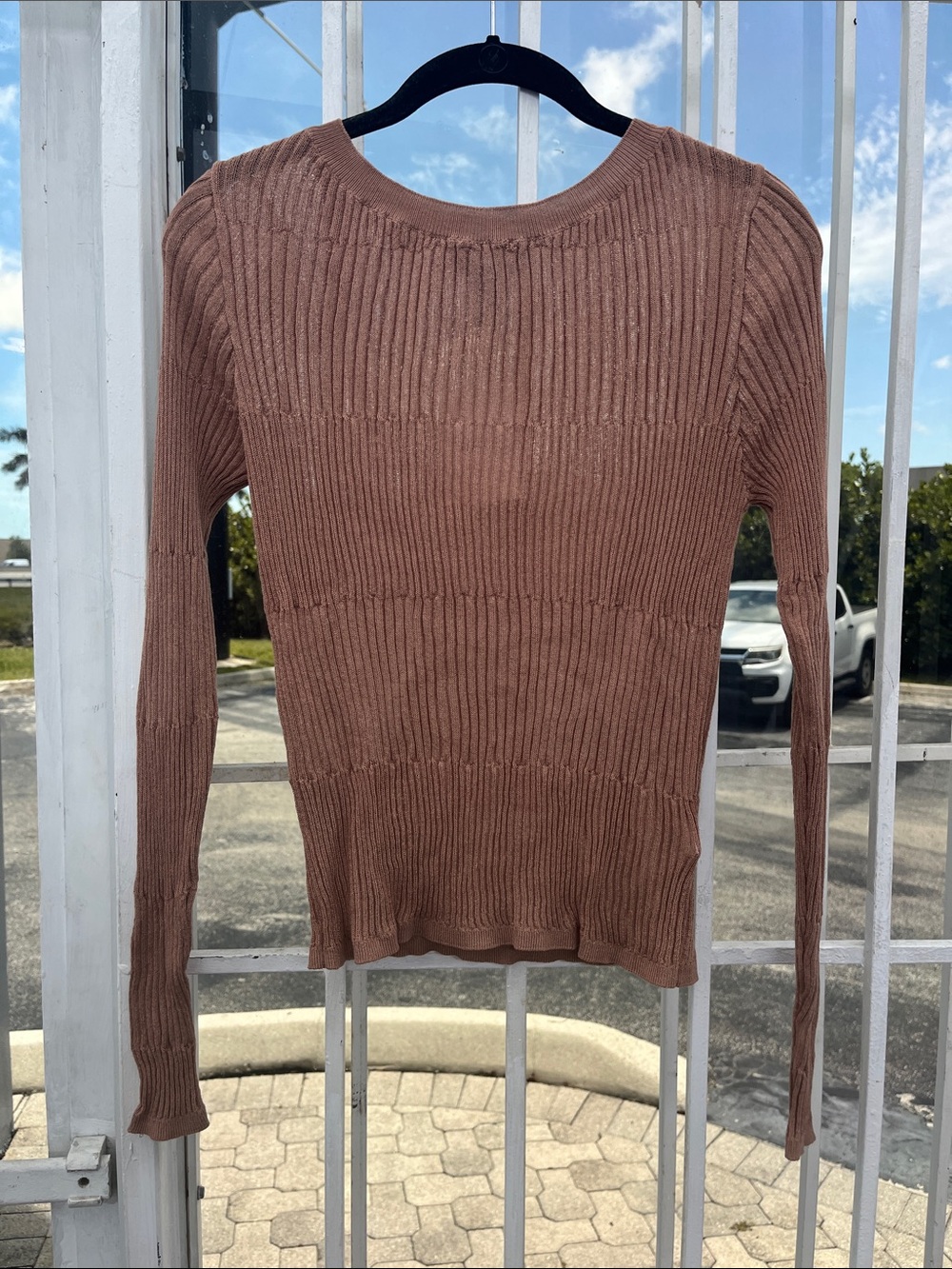 Forever 21 Ribbed Scoop Neck Sweater — Taupe Brown